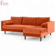 Luxury Home Furniture Sectional Sofa Orange Velvet Corner Sofa